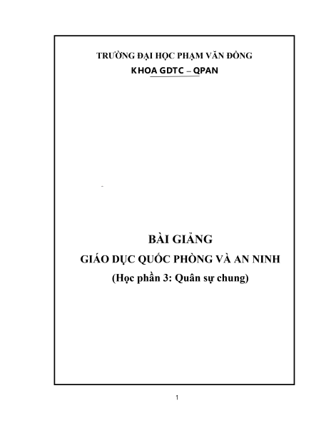 TAILIEUCHUNG - Bài giảng Giáo dục quốc phòng-An ninh (Học phần 3) - ĐH Phạm Văn Đồng